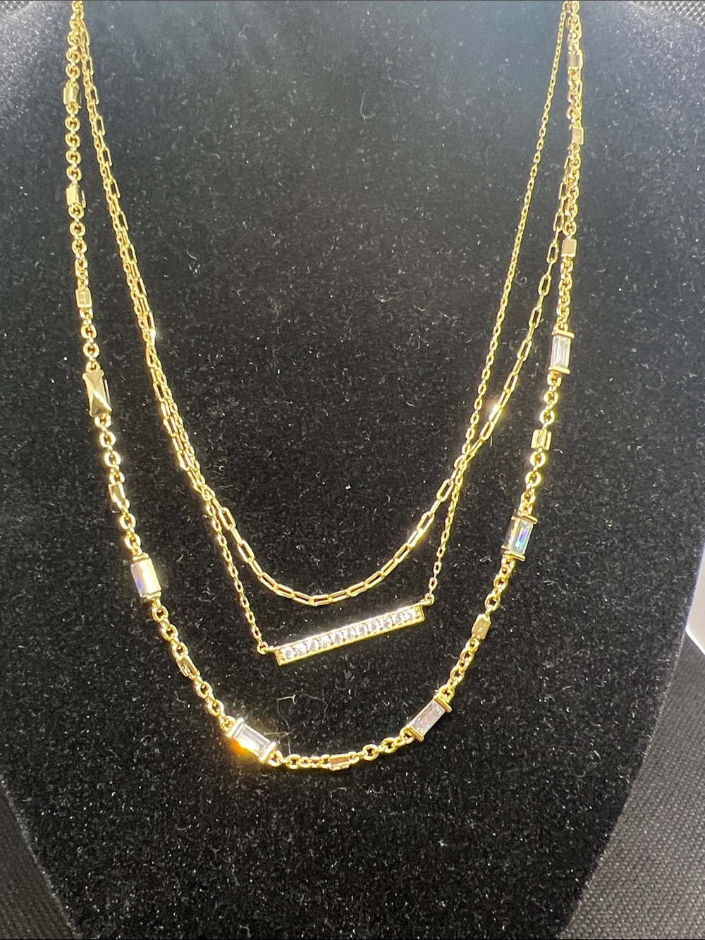 Kendra Scott Addison Gold-Tone Layered Bar Necklace with Crystal Accents